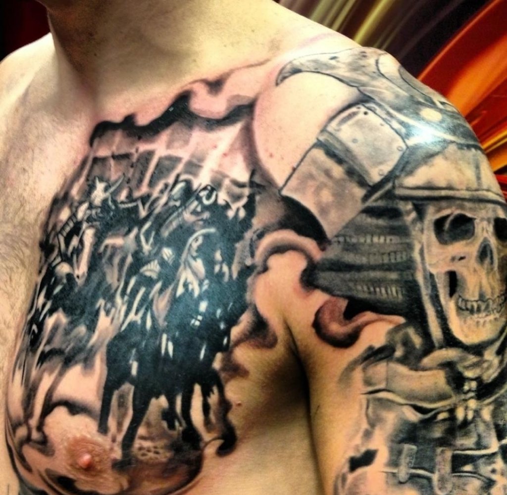 男性多种风格帅气的半甲纹身图案