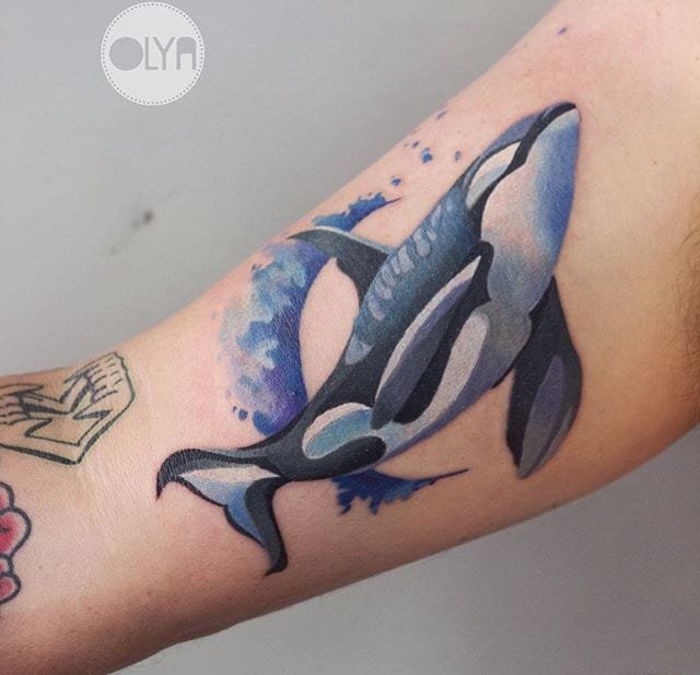 女性漂亮的各种水彩动植物纹身图案