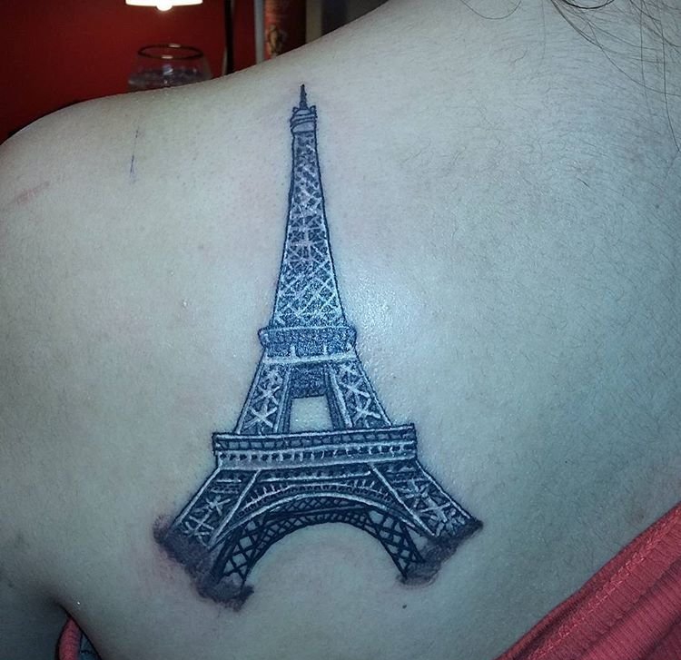 法语著名建筑艾菲尔铁塔纹身图案