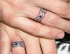 情侣恋人手指关节上的各种指环纹身图案