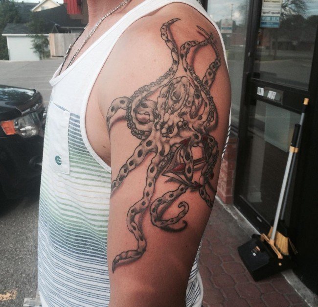 多款手臂上精致漂亮的海洋章鱼纹身图案