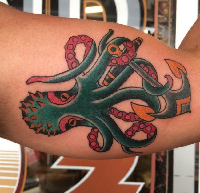 多款手臂上精致漂亮的海洋章鱼纹身图案