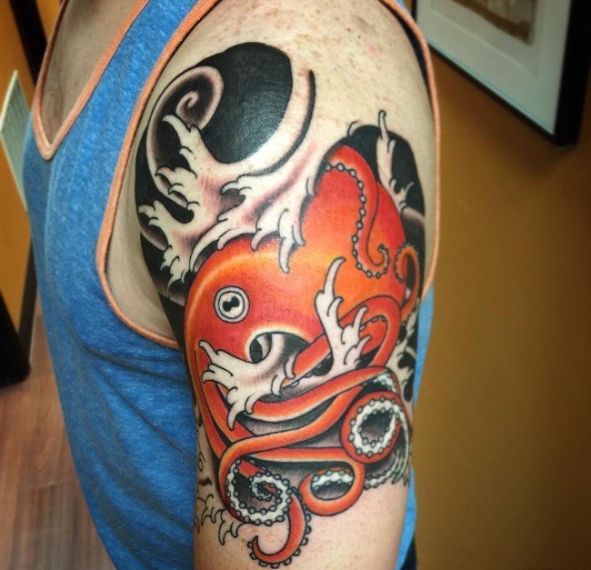 多款手臂上精致漂亮的海洋章鱼纹身图案