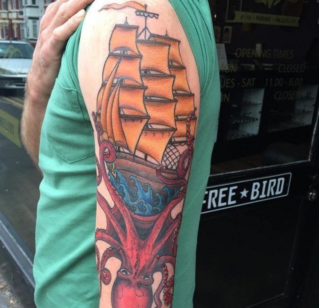 多款手臂上精致漂亮的海洋章鱼纹身图案