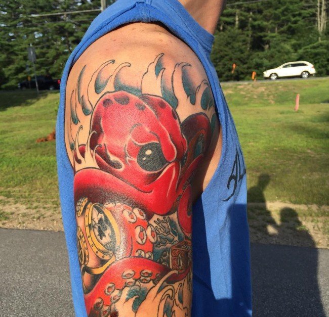 多款手臂上精致漂亮的海洋章鱼纹身图案