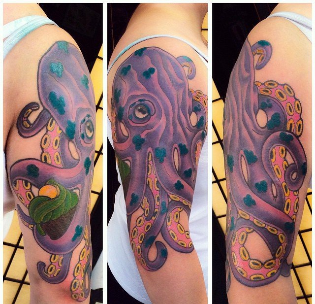 多款手臂上精致漂亮的海洋章鱼纹身图案