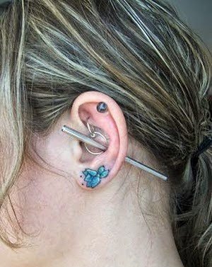 20款女孩耳朵上的小清新纹身图案