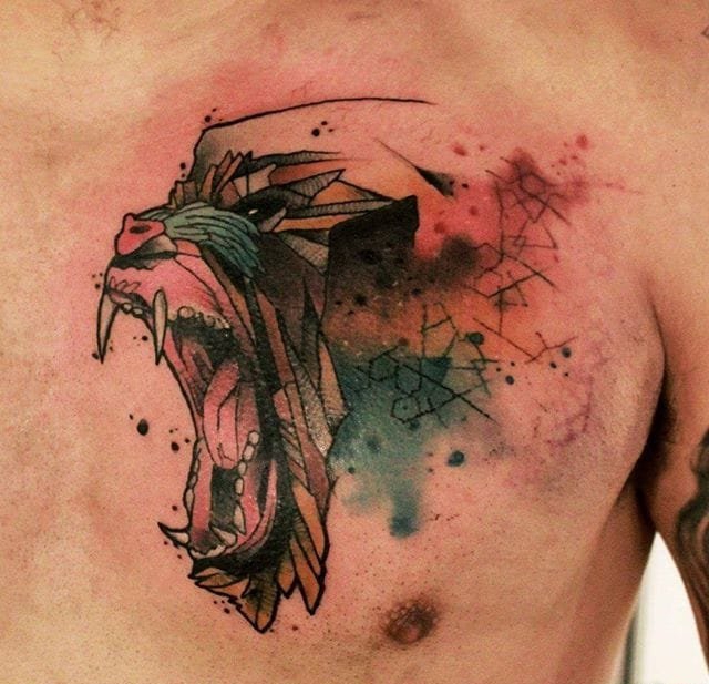 大胆的动物狒狒纹身图案