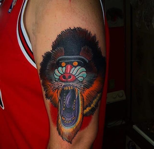 大胆的动物狒狒纹身图案