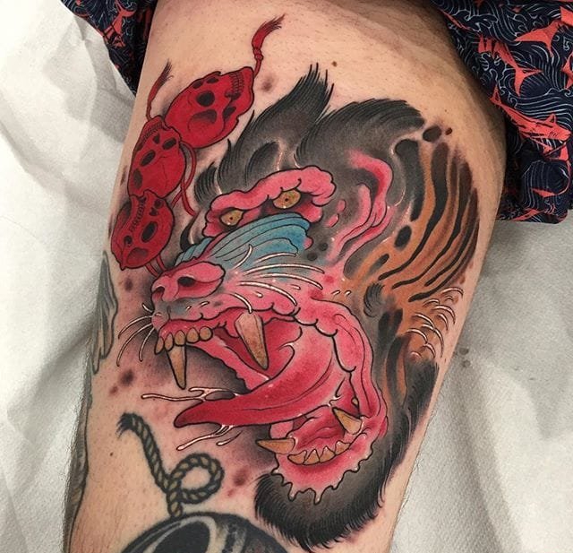 大胆的动物狒狒纹身图案