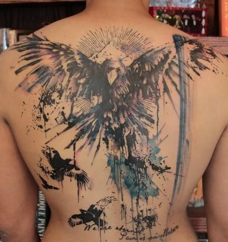 男性背部满背超霸气白头鹰纹身图案