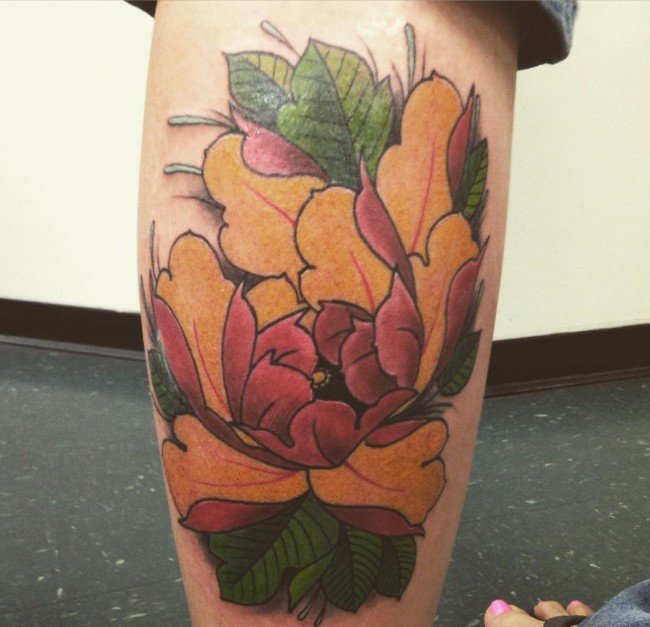 漂亮的牡丹花朵纹身图案