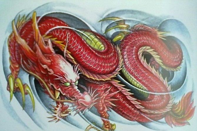 霸气逼人的红色龙神图案