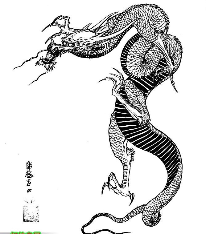 传说中的巨大神龙现身图案