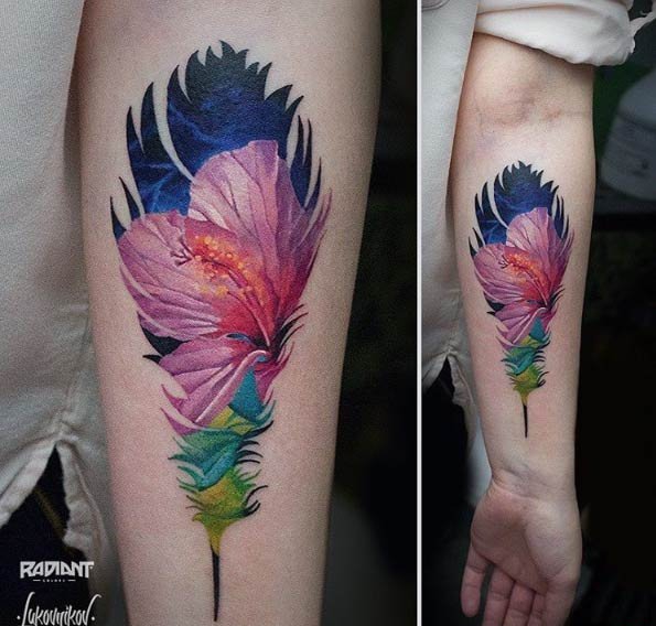 30款精致漂亮的羽毛纹身图案