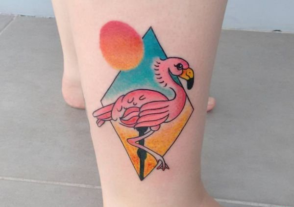 精致可爱的火烈鸟纹身图案