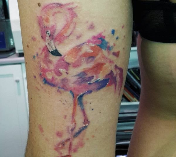 精致可爱的火烈鸟纹身图案