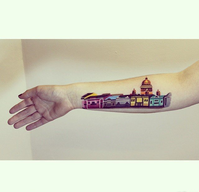 精美的几何矢量水彩纹身图案