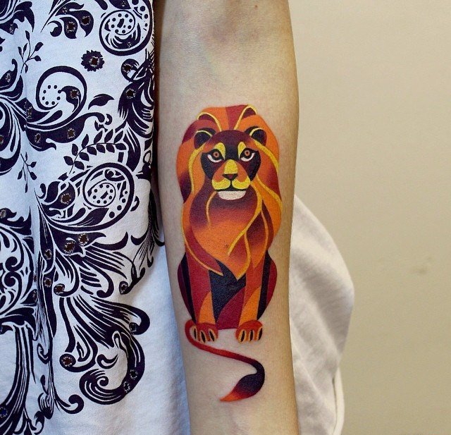 精美的几何矢量水彩纹身图案