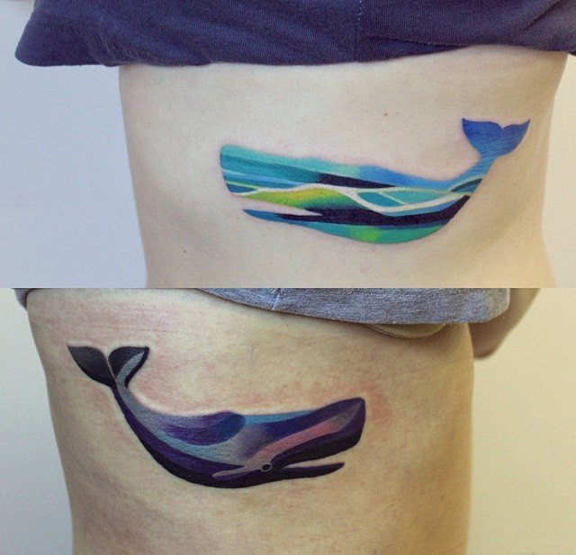 精美的几何矢量水彩纹身图案