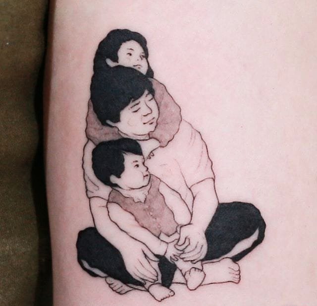 精致的微小人物纹身图案