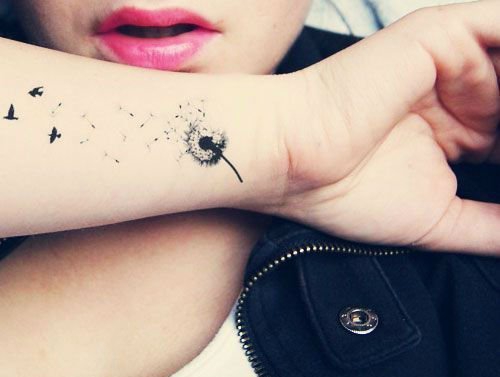 女性个性时尚的黑色小鸟儿纹身图案