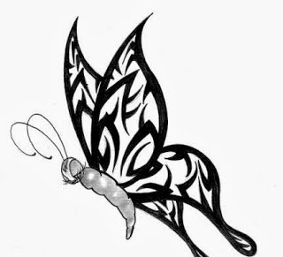 漂亮的多式样的蝴蝶纹身图案手稿素材