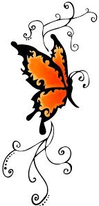 漂亮的多式样的蝴蝶纹身图案手稿素材