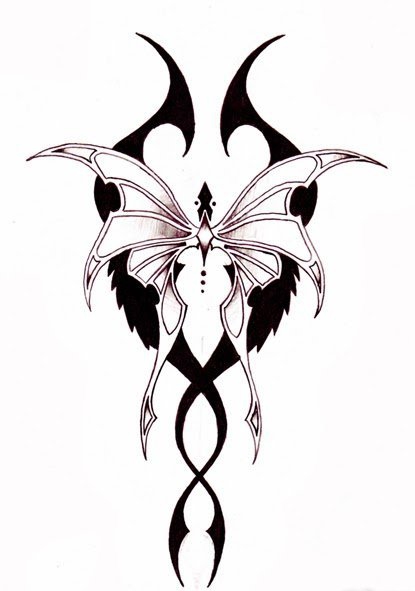 漂亮的多式样的蝴蝶纹身图案手稿素材