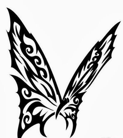 漂亮的多式样的蝴蝶纹身图案手稿素材