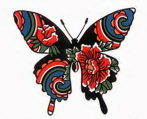 漂亮的多式样的蝴蝶纹身图案手稿素材