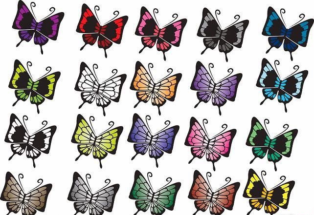 漂亮的多式样的蝴蝶纹身图案手稿素材