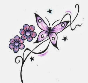 漂亮的多式样的蝴蝶纹身图案手稿素材