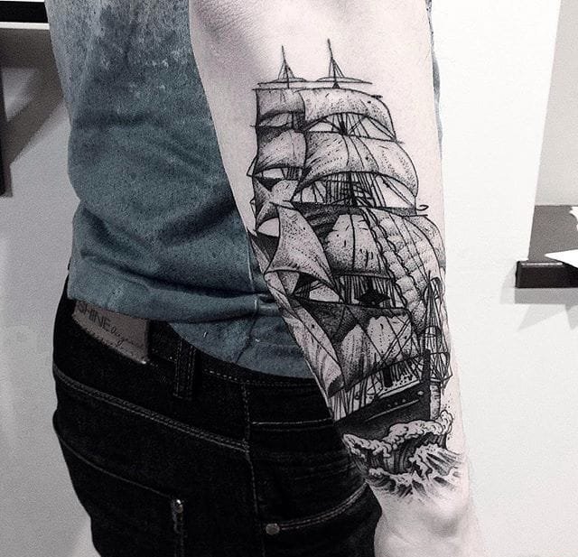 奇妙的黑色的几何点刺纹身图案