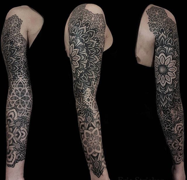 多款大胆的大面积黑色点刺风格纹身图案来自埃里克