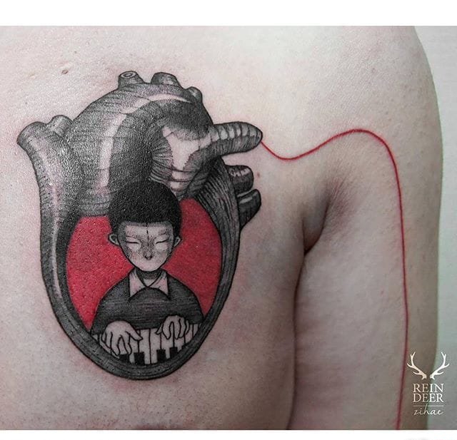 18款超漂亮机械心脏纹身图案