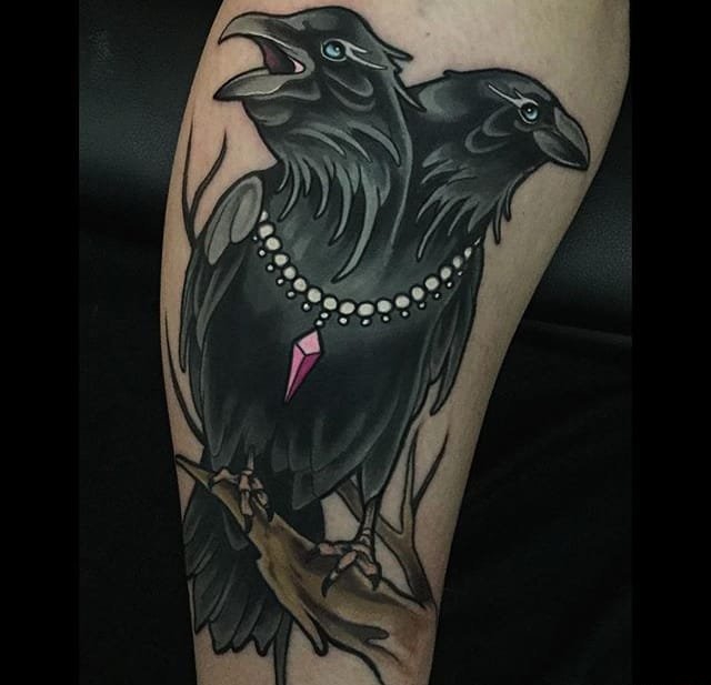 漂亮的水彩纹身鸟纹身图案