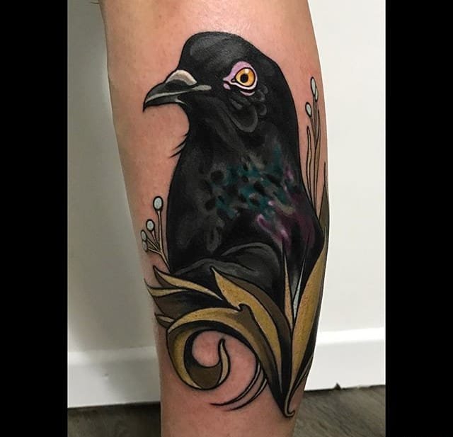 漂亮的水彩纹身鸟纹身图案
