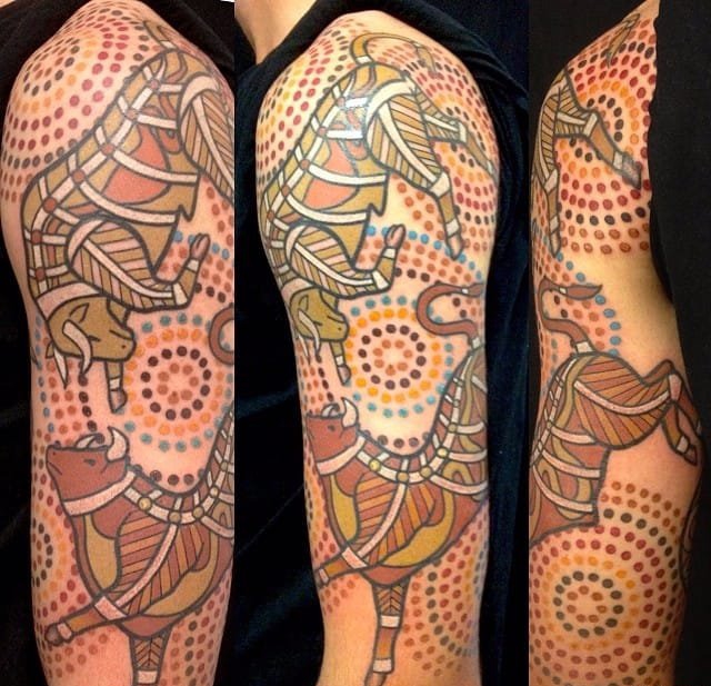 非常受启发的原始生物纹身图案来自于纹身师卢