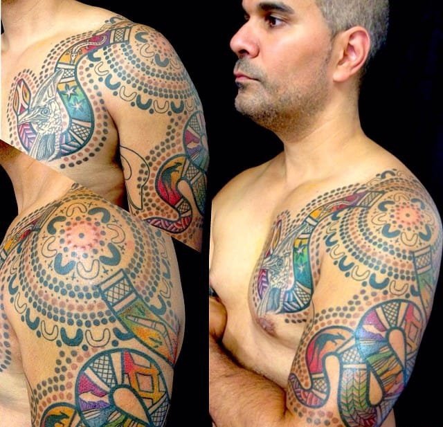 非常受启发的原始生物纹身图案来自于纹身师卢