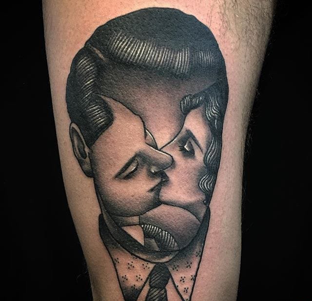 漂亮的超现实主义人物肖像纹身图案