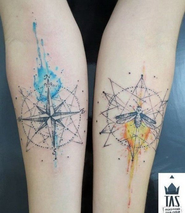 多款漂亮的指南针罗盘纹身图案