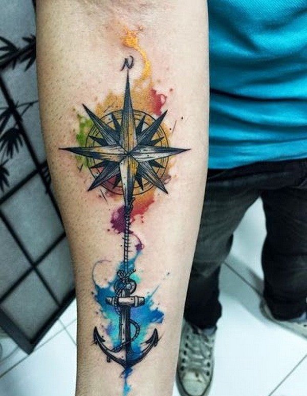 多款漂亮的指南针罗盘纹身图案