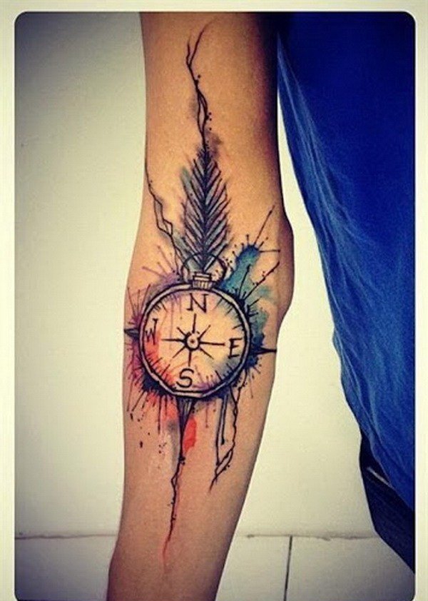 多款漂亮的指南针罗盘纹身图案