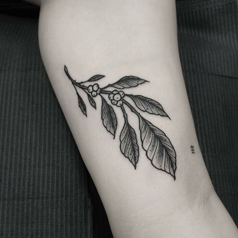 精致的黑色微型景观纹身图案来自托马斯