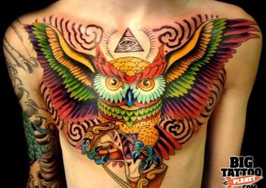 男性霸气的满胸大面积纹身图片