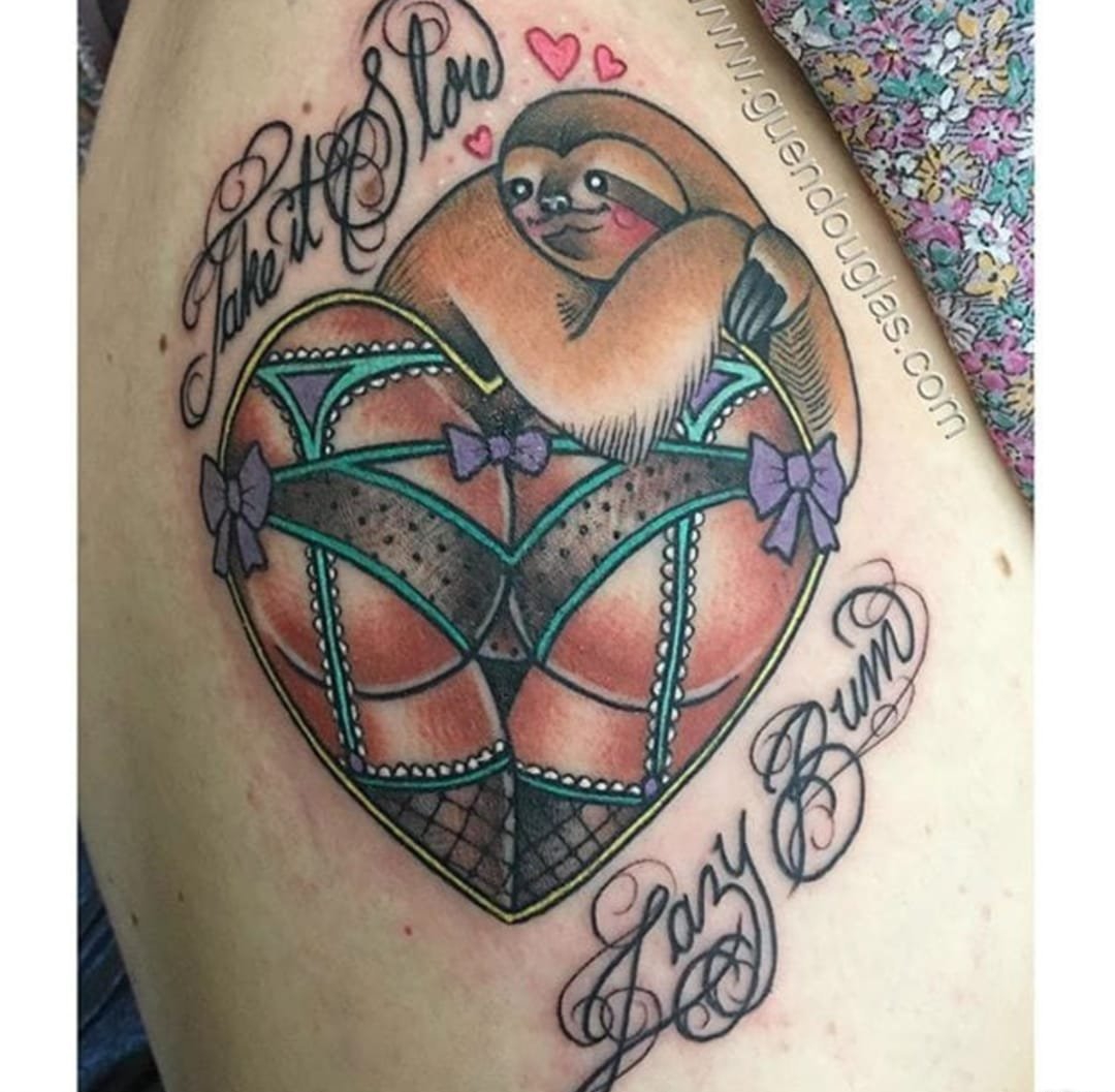 7款不同角色人物的小动物树懒纹身图案