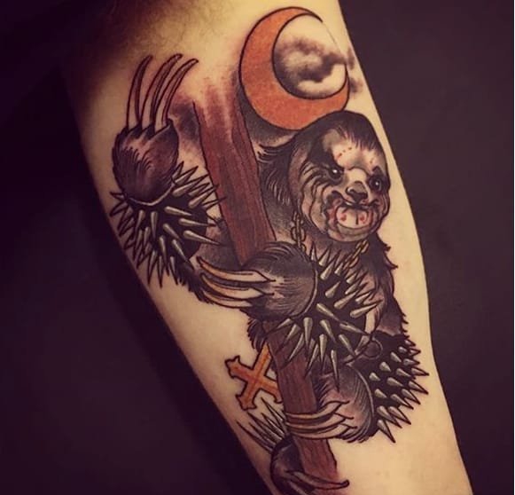 7款不同角色人物的小动物树懒纹身图案