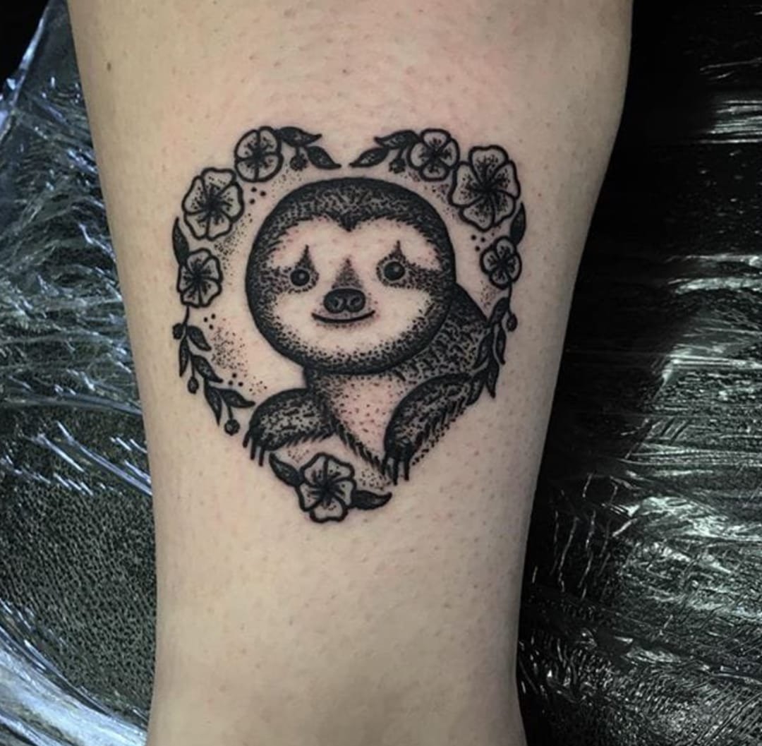 7款不同角色人物的小动物树懒纹身图案