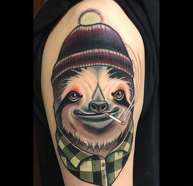 7款不同角色人物的小动物树懒纹身图案